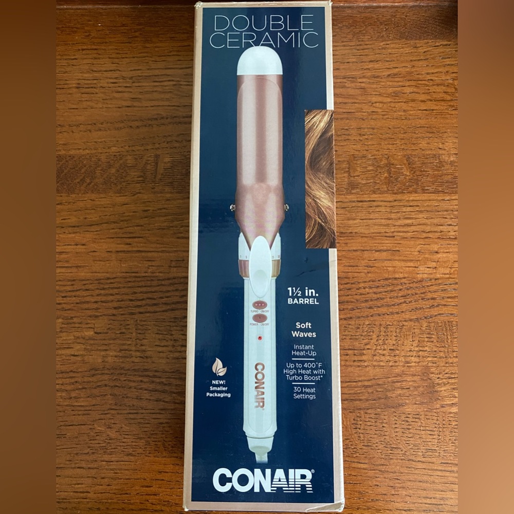 Brand new in box - 1.5 inch double barrel soft curl curling iron